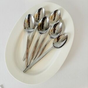 Vtg  Mid Century Modern UNF32 Stainless Spoons Japan Unknown Manufacturer Lot‎ 6